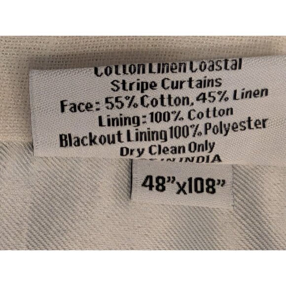 Quince Coastal Stripe Linen Cotton Curtain Size: 48x108 Ivory/Natural 2 Panels - Picture 5 of 8